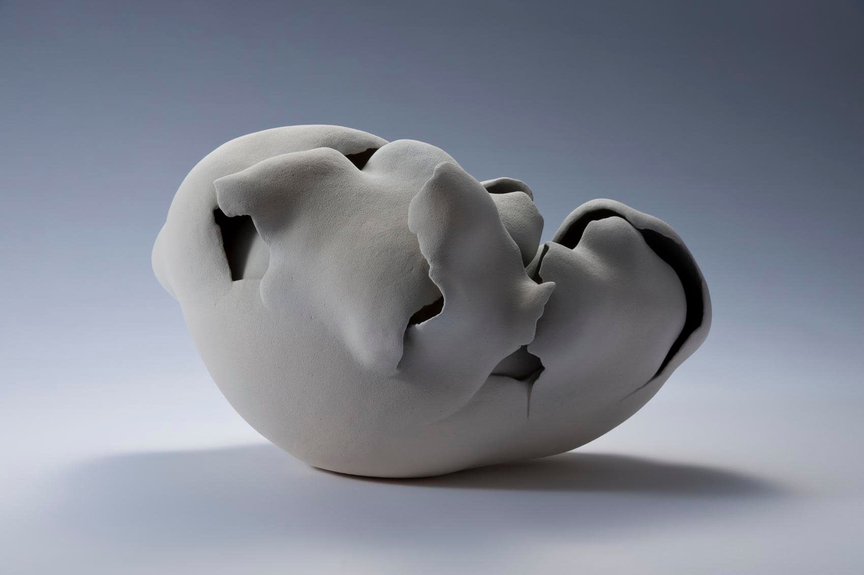 A Moment in White - E, ca. 2012 Stoneware with grayish-white matte glaze 12 5/8 x 21 1/4 x 16 1/2 inches Inv# 7729 SOLD