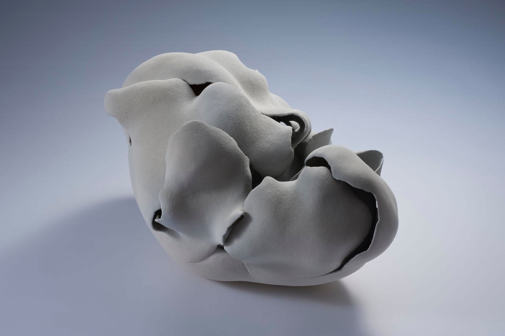 A Moment in White - E, ca. 2012 Stoneware with grayish-white matte glaze 12 5/8 x 21 1/4 x 16 1/2 inches Inv# 7729 SOLD