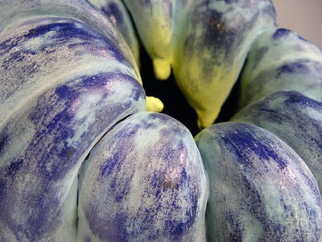 Katsumata Chieko (b. 1950) Asymmetrical yellow and blue pumpkin form, 2013 Multi-fired and sanded glazed stoneware 11 7/8 x 12 5/8 x 11 7/8 in. Inv# 8141