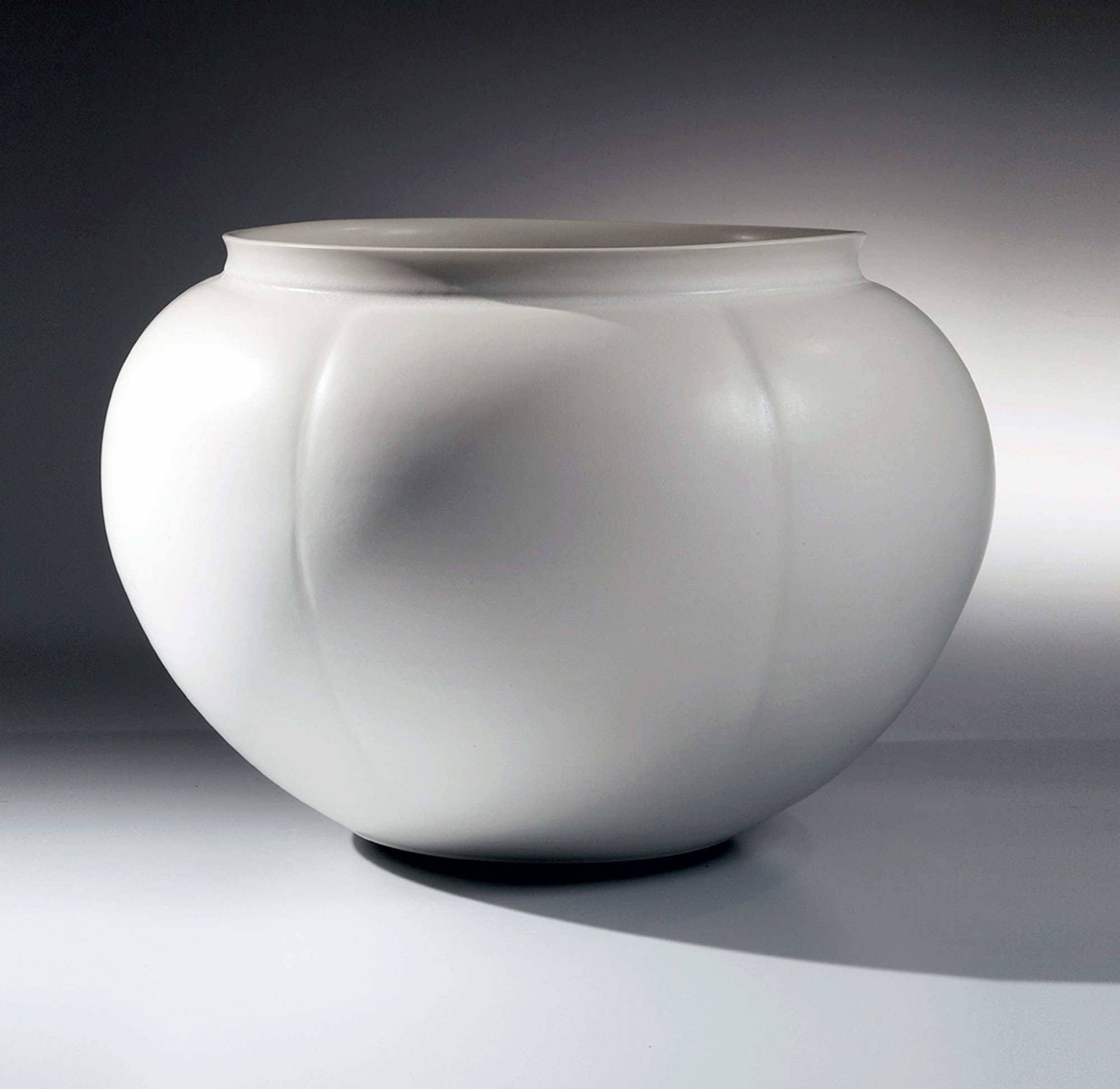 Ito Hidehito (b. 1971) Large white glazed slightly lobed vessel with raised mouth 2011 Glazed porcelain 12 1/4 x 17 3/8 in. Inv# 7876 SOLD