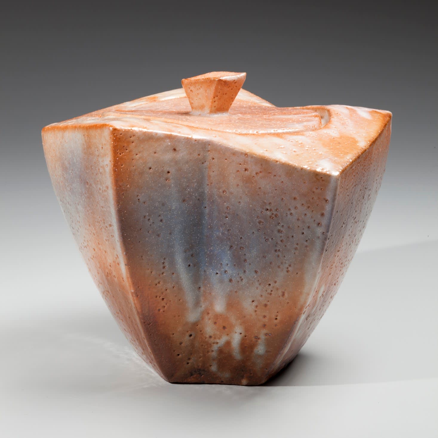 Katō Yasukage (1964-2012) Shino-glazed, stoneware mizusashi 2010 7 1/2 x 8 1/2 x 8 1/8 in. Inv #9219 SOLD