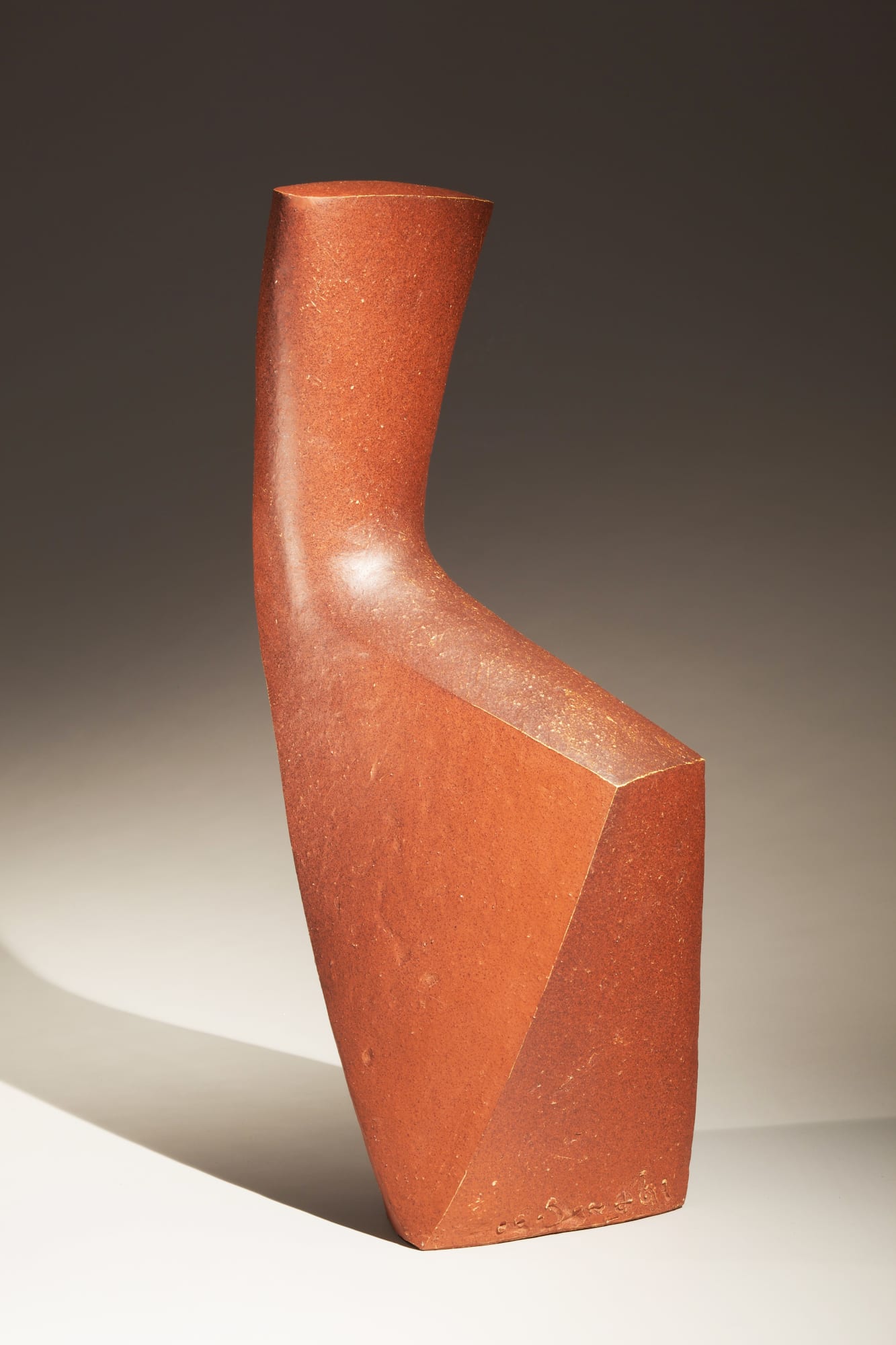 Suzuki Osamu (1926-2001) Red slip and ash-glazed stoneware sculpture of a "flamboyant bird" 1991 22 5/8 x 10 x 5 1/4 in. Inv #5808 SOLD