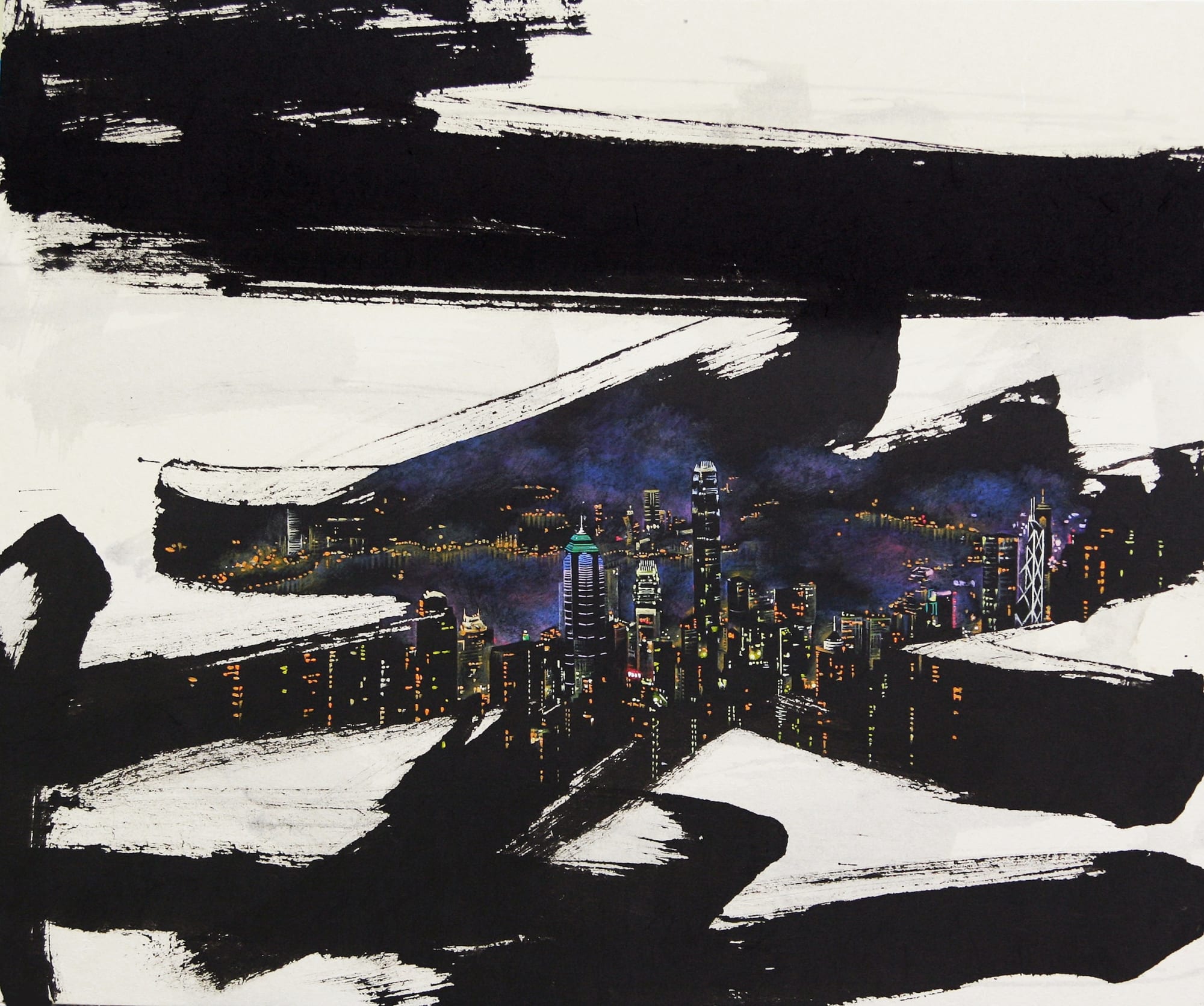 A Little Talk: Hong Kong 61 x 73 cm Chinese ink and acrylic on Korean paper