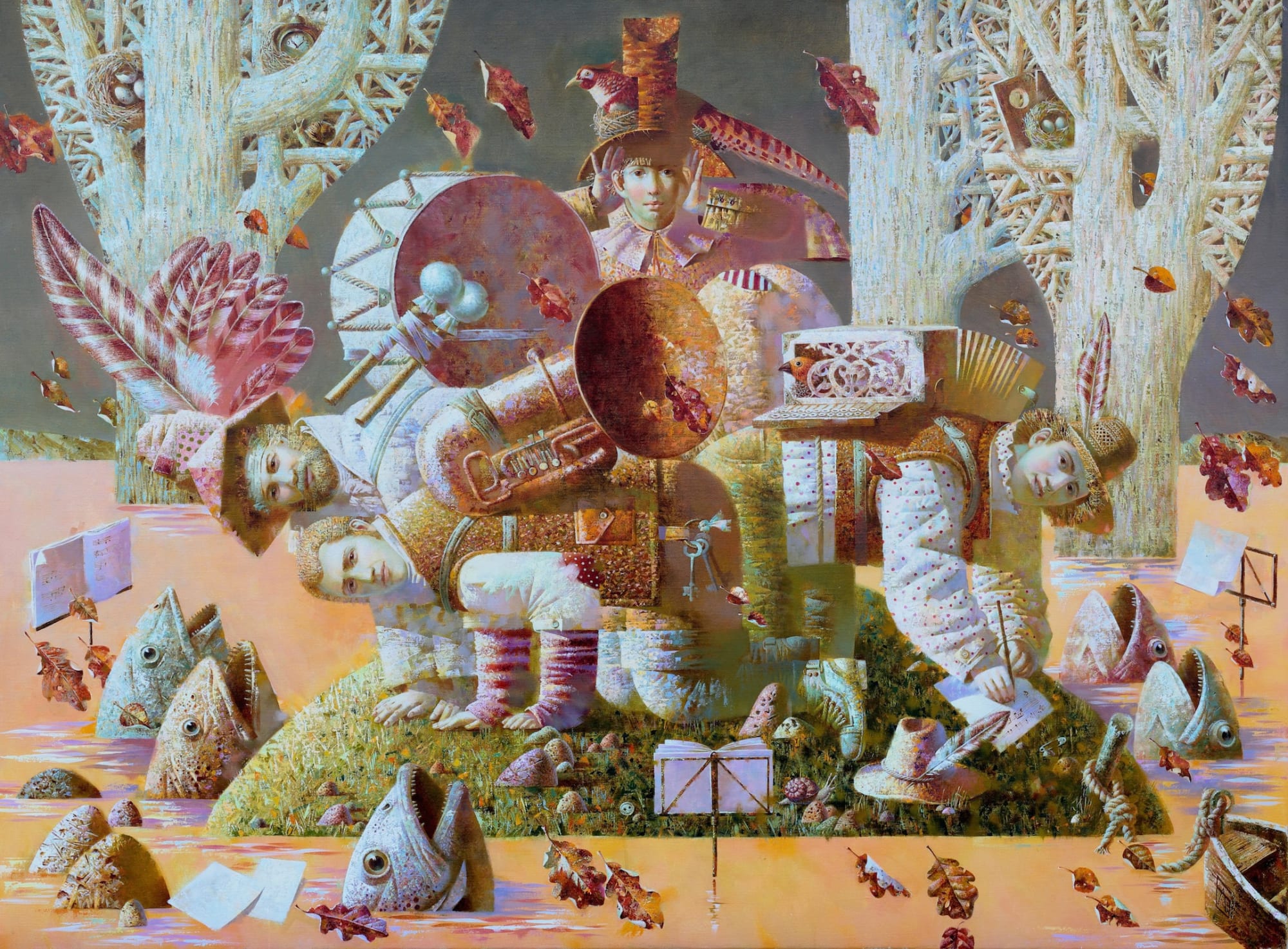 Quiet Melody, Singing Fish 110 x 150 cm Oil on canvas