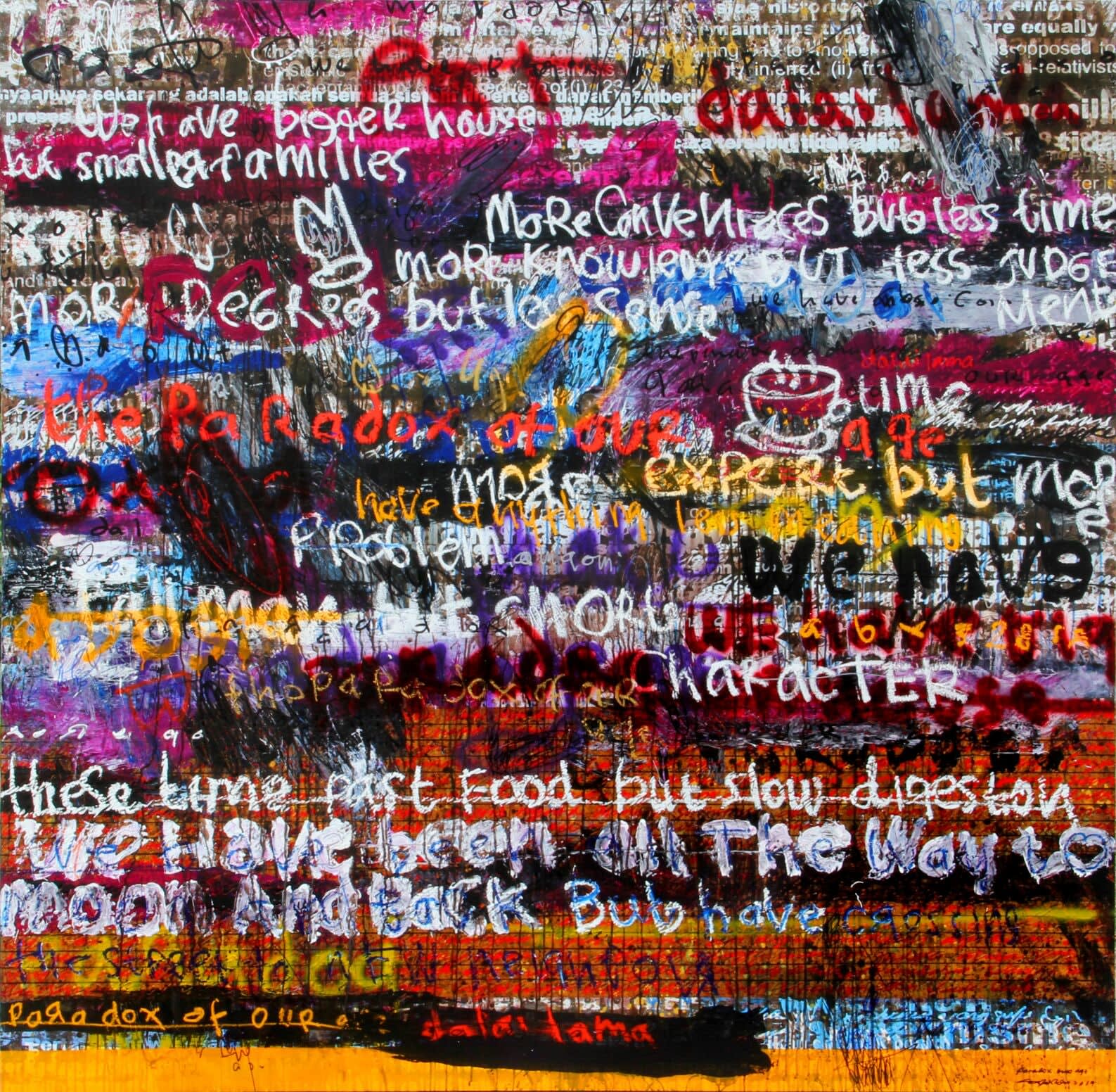 Dalai Lama, Paradox of our Age 200 x 200 cm Mixed Media on Canvas