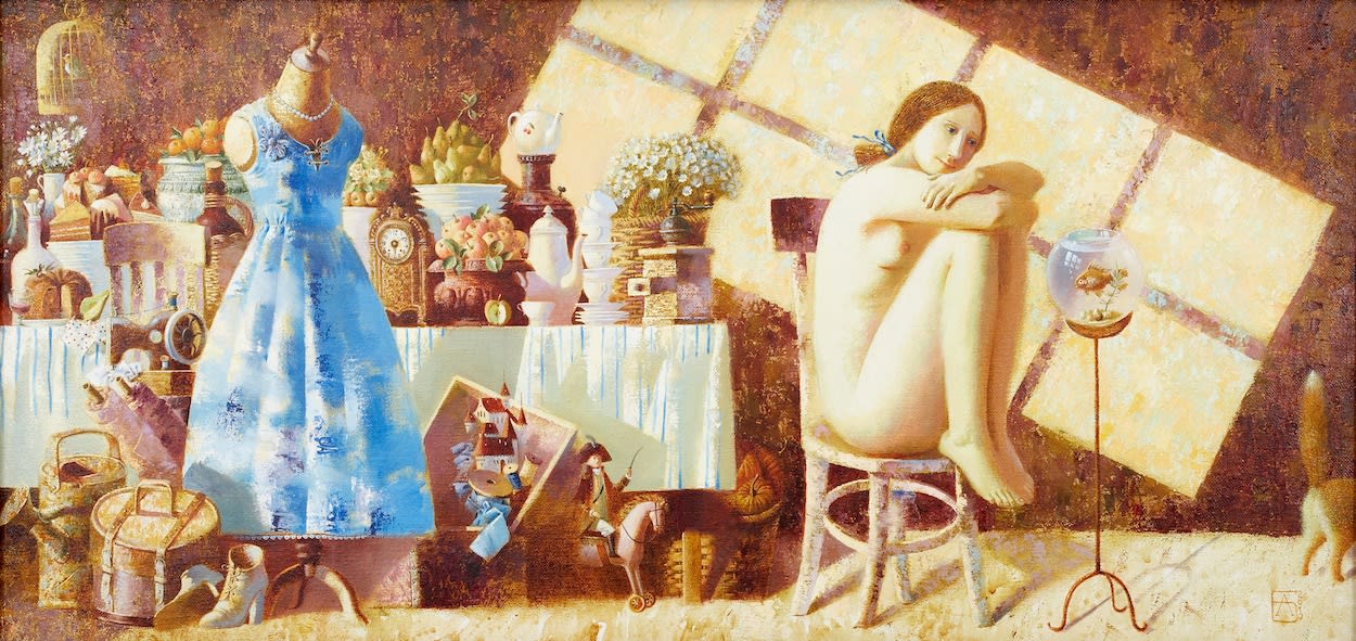 Golden Fish 35 x 85cm Oil on canvas