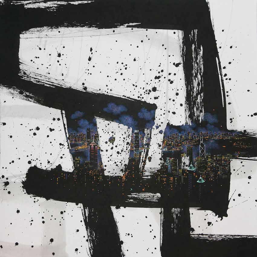 Encounters: Hong Kong 91 x 91 cm Chinese ink and acrylic on Korean paper enquire