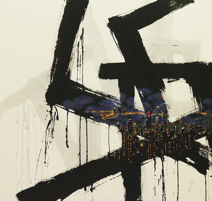 Encounters: Hong Kong 91 x 91 cm Chinese ink and acrylic on Korean paper enquire