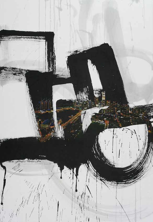 Encounters: Singapore 117 x 80 cm Chinese ink and acrylic on Korean paper enquire