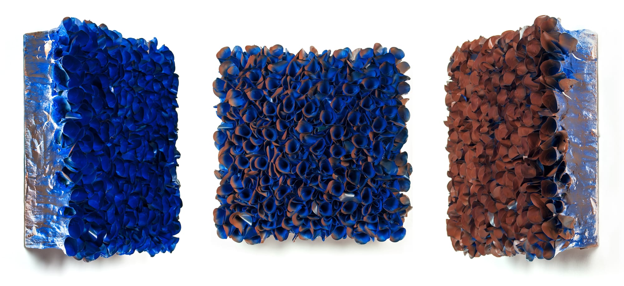 Flower Field, Blue Brown 40 x 40 cm Rice paper and acrylic on canvas