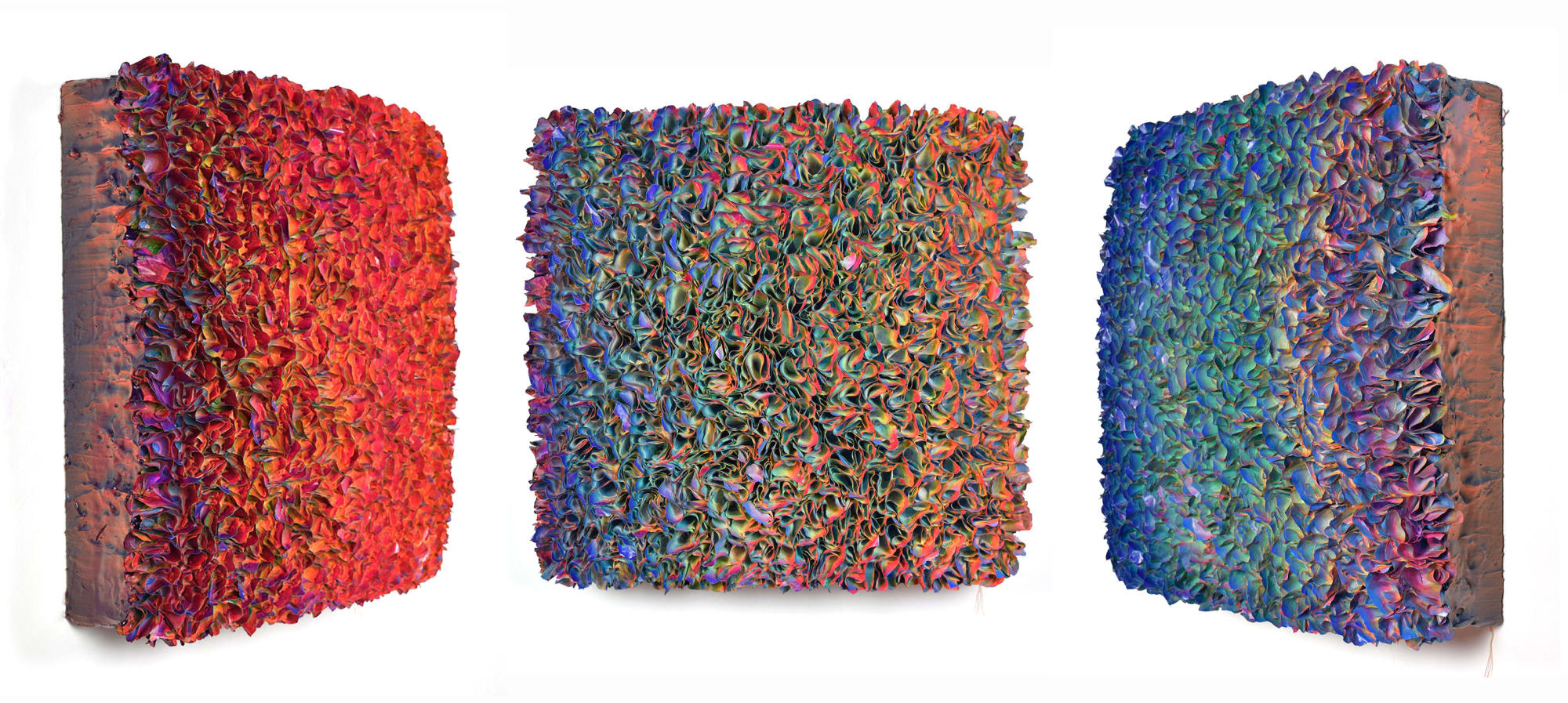 Zhuang Hong Yi Orange Blue Green 60 x 60 cm Ricepaper and acrylic on canvas