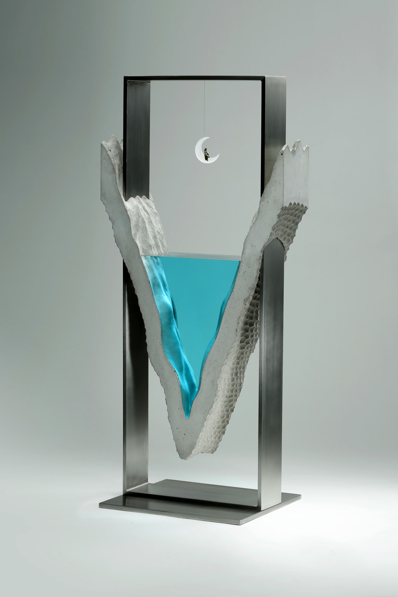 Ben Young Lost in a Dream, 2020 Laminated Float Glass, Cast Concrete, Bronze and Stainless Steel Frame 94h x 45w x 30d cm This Artwork is Sold