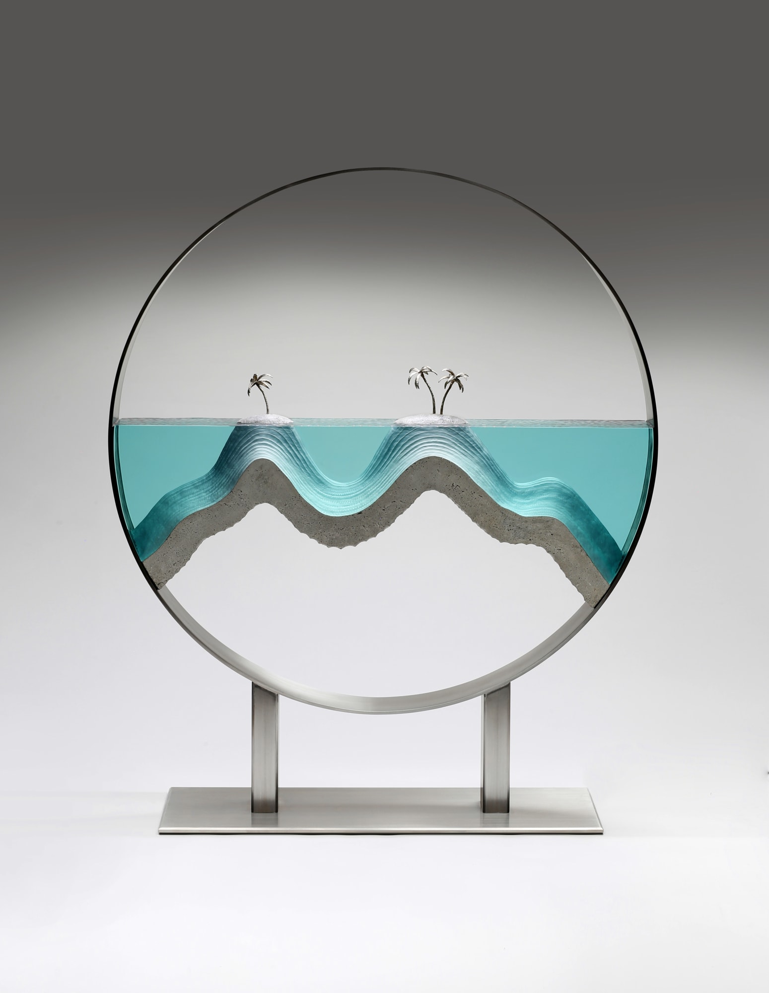 Ben Young The Sisters, 2020 Laminated Float Glass, Cast Concrete, Bronze and Stainless Steel Frame 97h x 80w x 25d cm