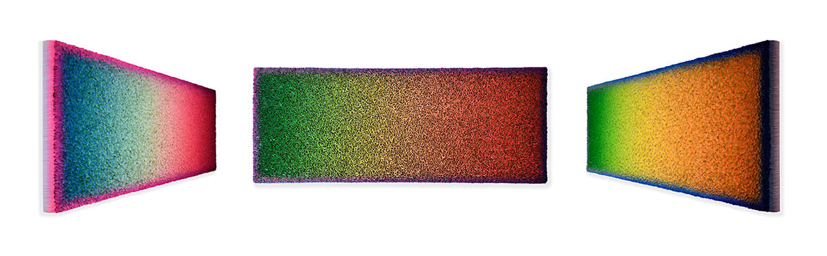 Hong Yi Zhuang (China - b.1962) Flowerbed ZHY145, 2021 Rice Paper and Acrylic on Canvas 120h x 300w cm