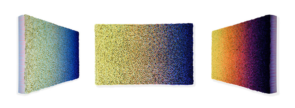 Hong Yi Zhuang (China - b.1962) Flowerbed ZHY148, 2021 Rice Paper and Acrylic on Canvas 100h x 160w cm