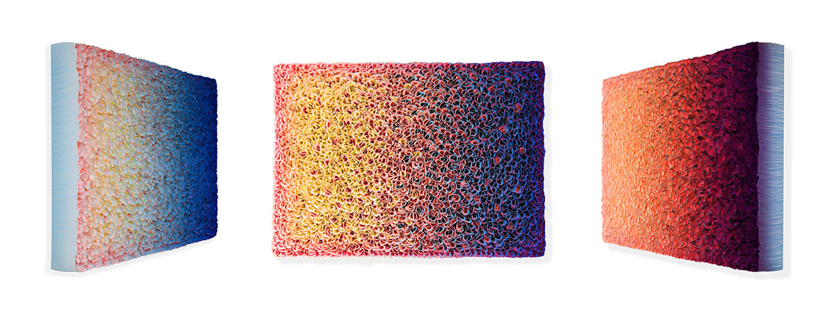 Hong Yi Zhuang (China - b.1962) Flowerbed ZHY149, 2021 Rice Paper and Acrylic on Canvas 80h x 110w cm