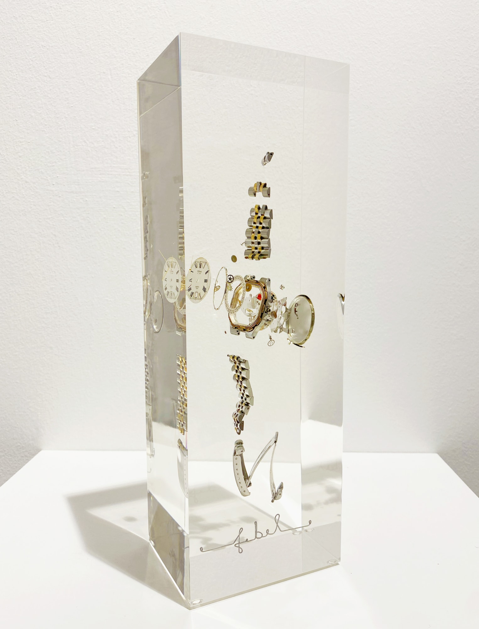 François Bel (1977) Taking it Easy Resin and original watch parts 30h x 10w x 10d cm