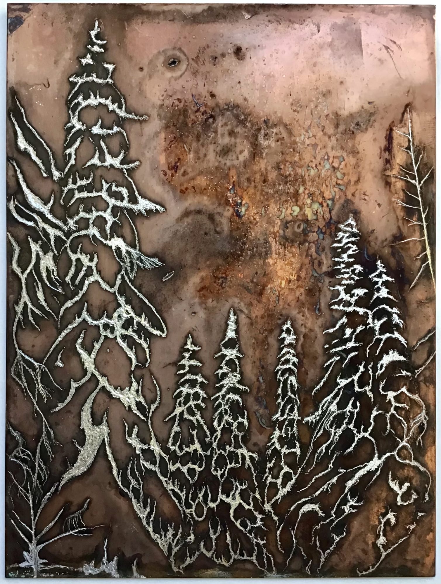 Hijaisuus (detail), Alex Gough, hand engraving on copper plated zinc