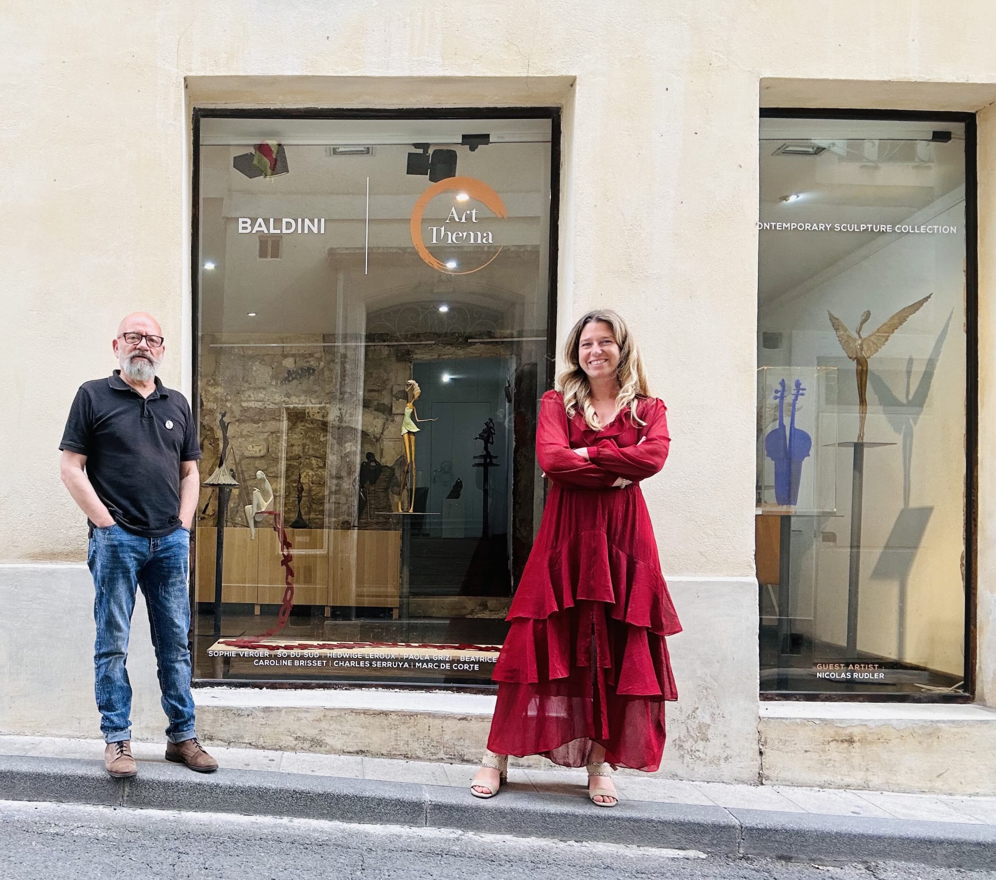 Catherine Meulemans, Fred Debar, baldini art thema, art thema, art gallery, galerie d'art, arles, sculptures, sculptor, sculpture en bronze, vitrine