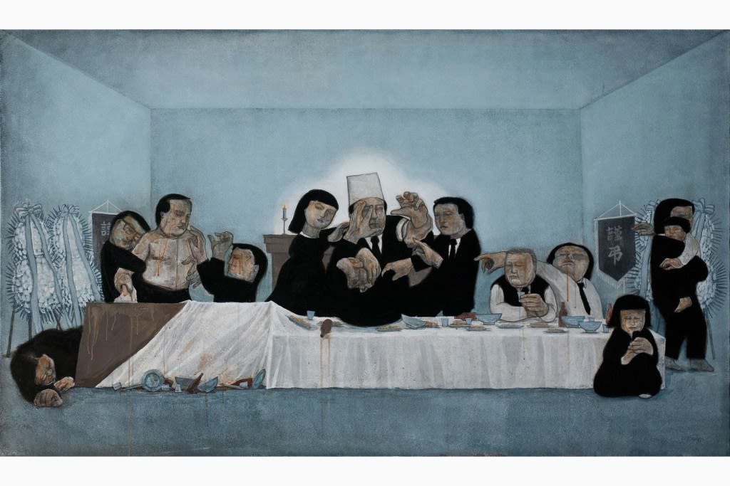 Cho Moon Ki, The House of Mourning, 2014, oil ond acrylic on canvas, 112.1 x 193.9