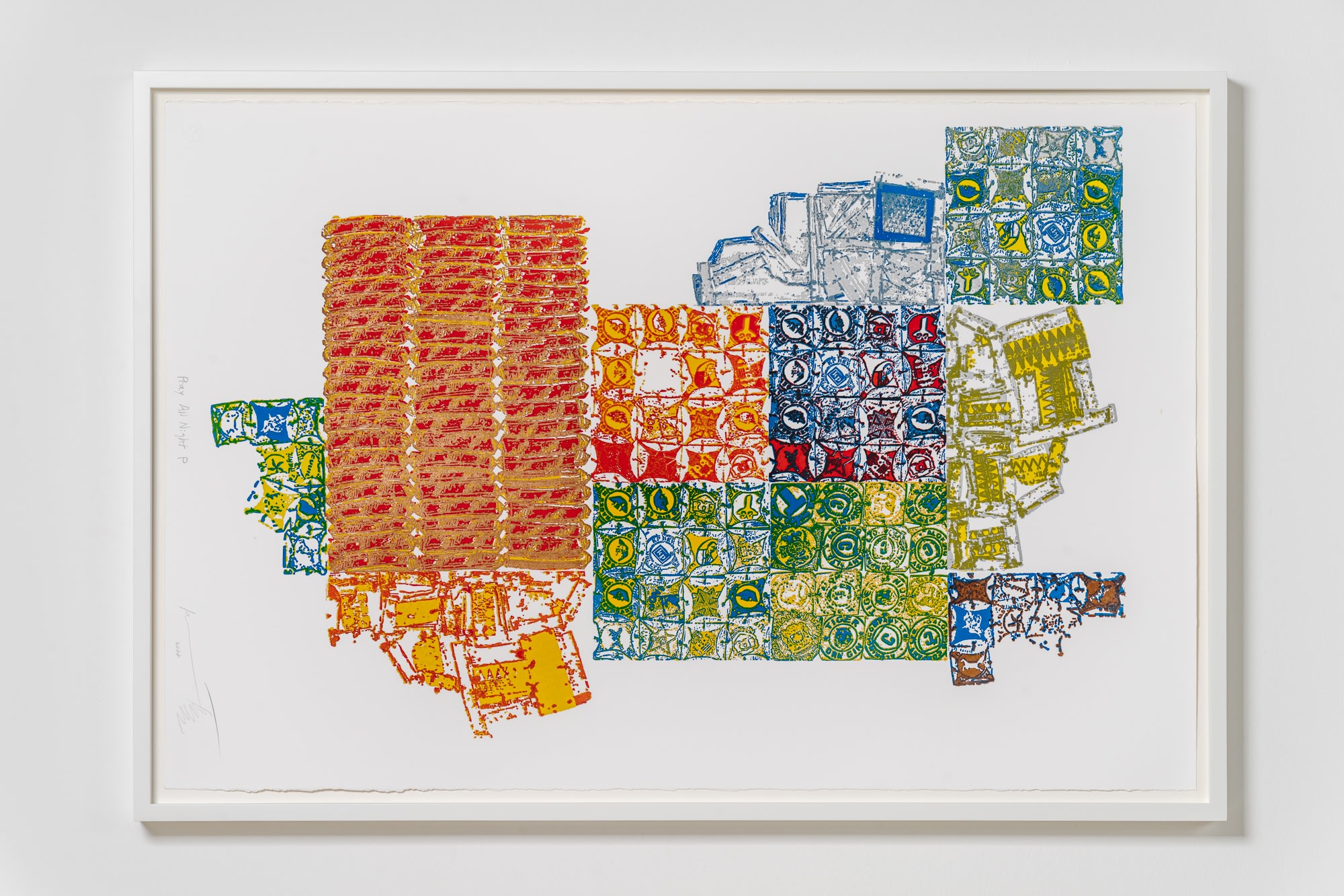 Pray All Night P 2022 Monoprint 59.6 x 88.27 cm (Framed: 6 4 x 93.8 x 4.7 cm)