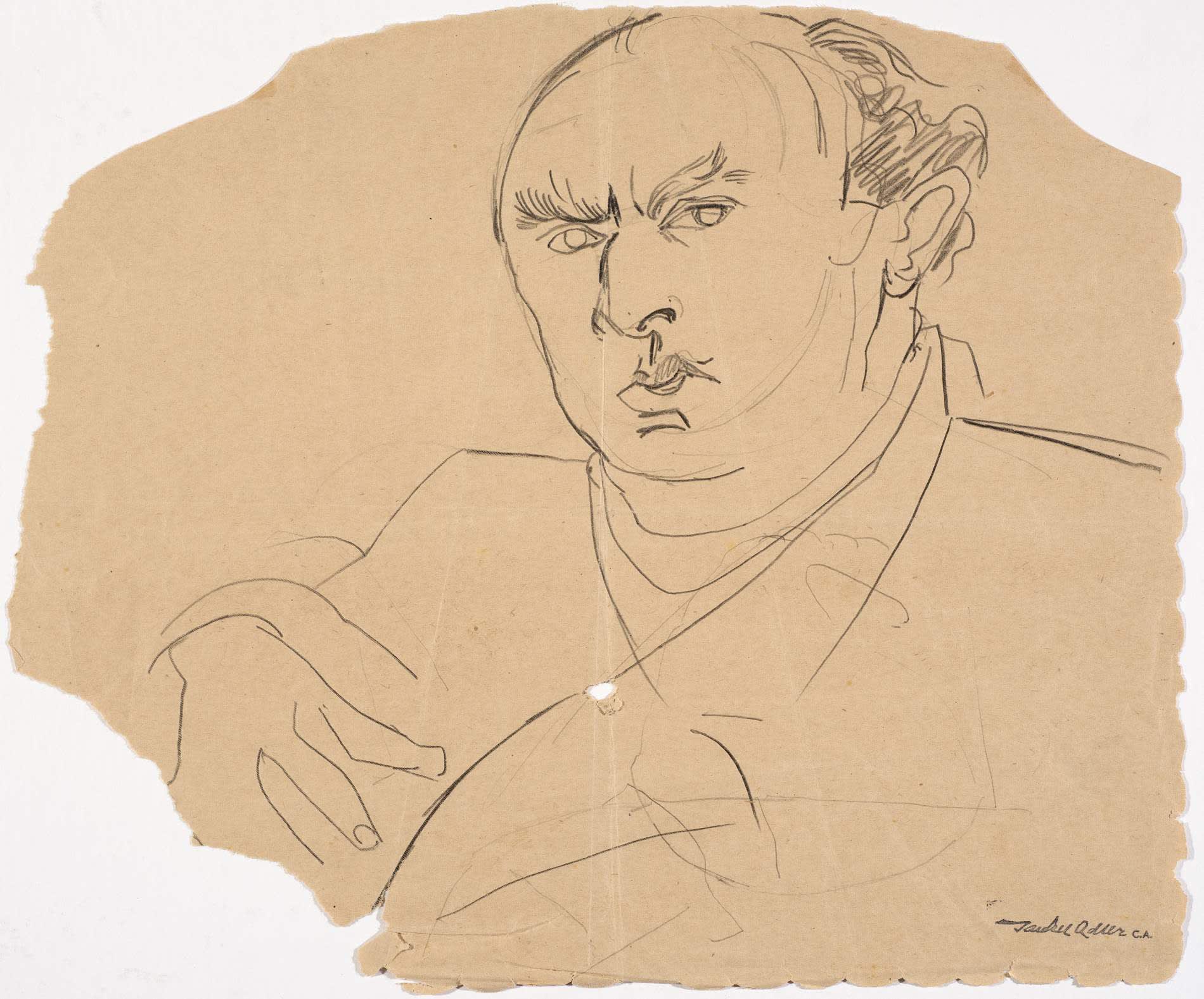 Self Portrait on torn paper by Jankel Adler