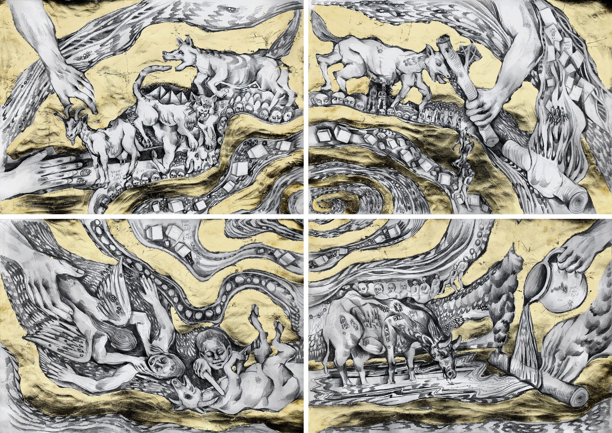 Story of one being consuming another in an ongoing violent drama. On a simple level it is a goat eaten by a cat, bitten by a dog, hit by a stick, burned by a fire, put out by water, drunk by an ox, slaughtered by a butcher, killed by the Angel of Death, k