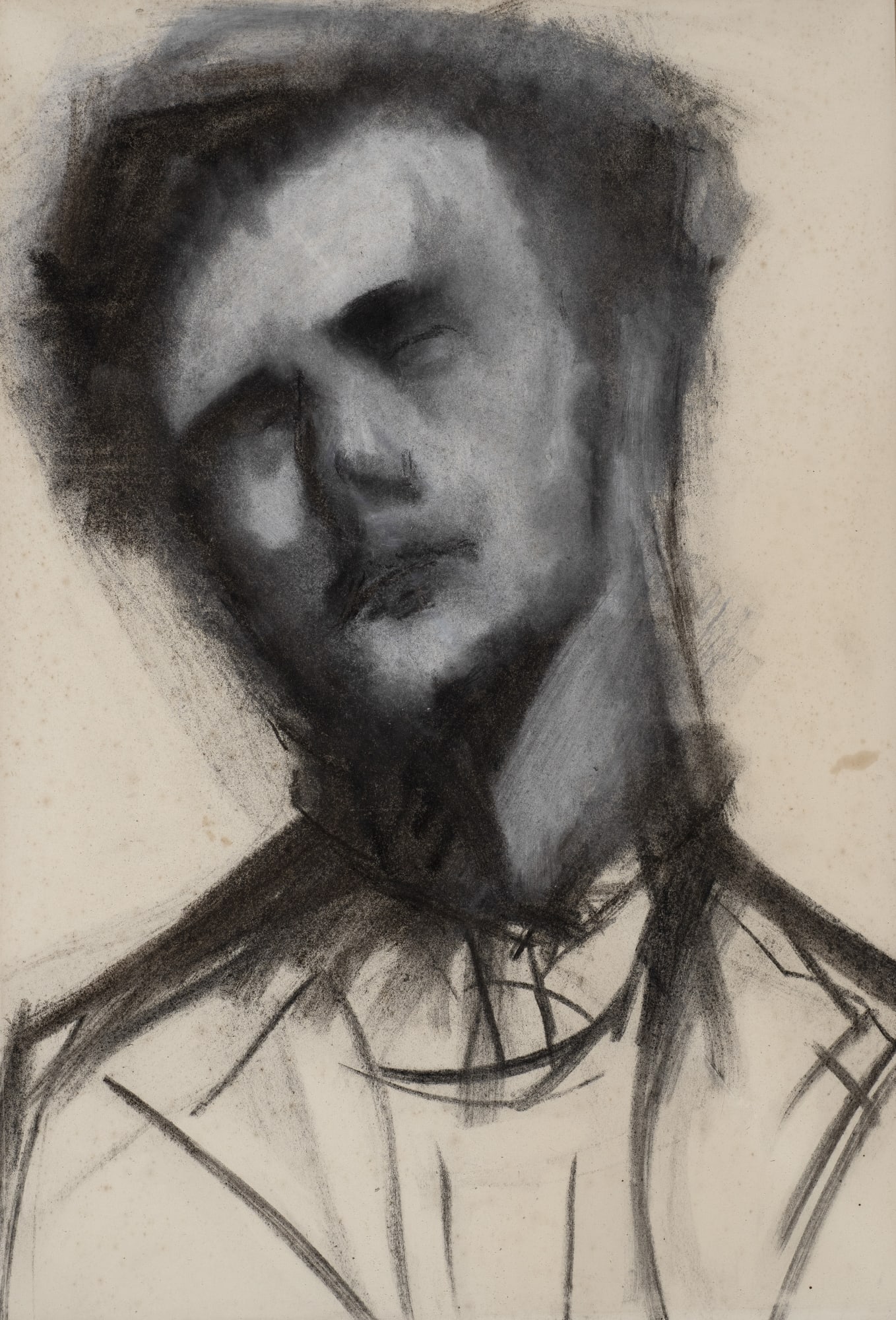 Gustav Metzger Head of a Man, c. 1952 Chalk on paper 86 x 64cm. The Gustav Metzger Foundation