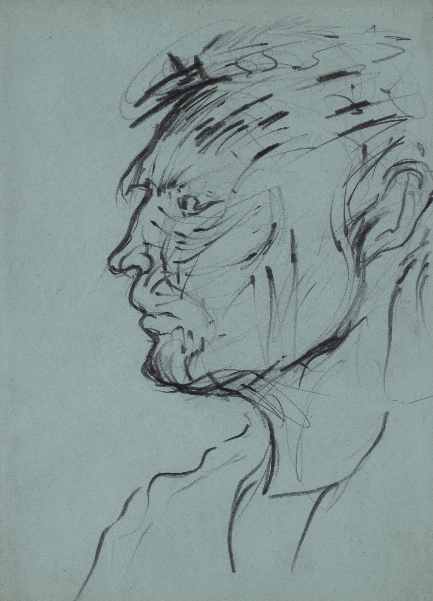 Gustav Metzger Head of a Man, 1948-49, Pencil on paper 39 x 30cm. The Gustav Metzger Foundation