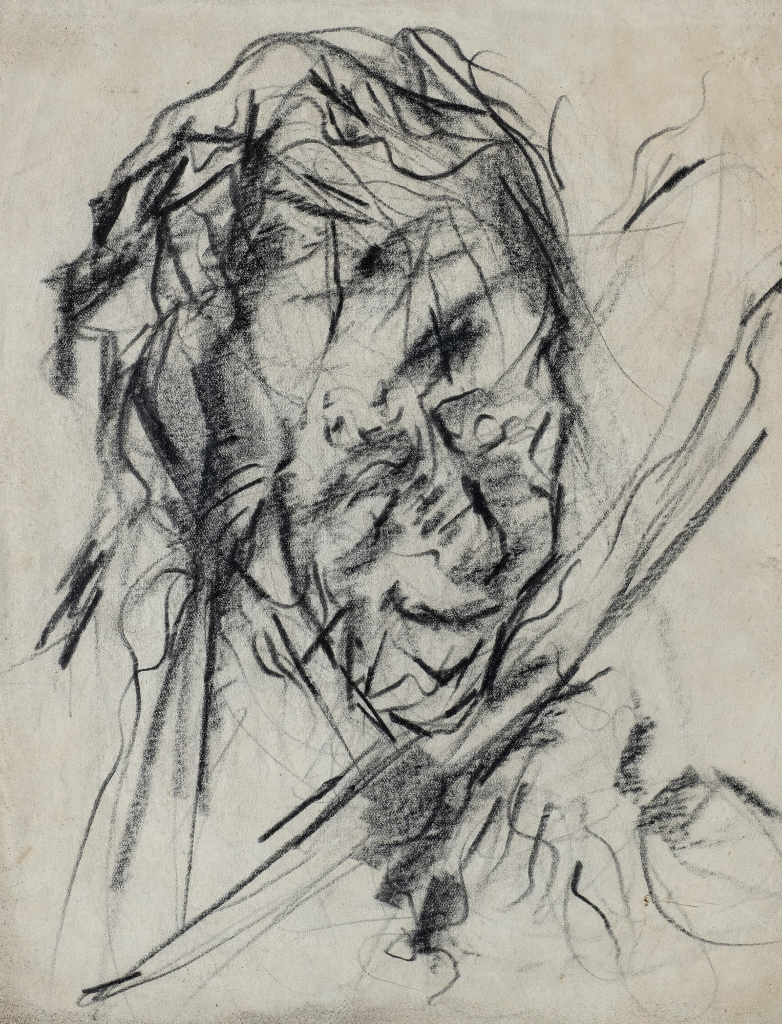 Head of a Man, 1948-49, pencil on paper, 34 x 28cm. The Gustav Metzger Foundation
