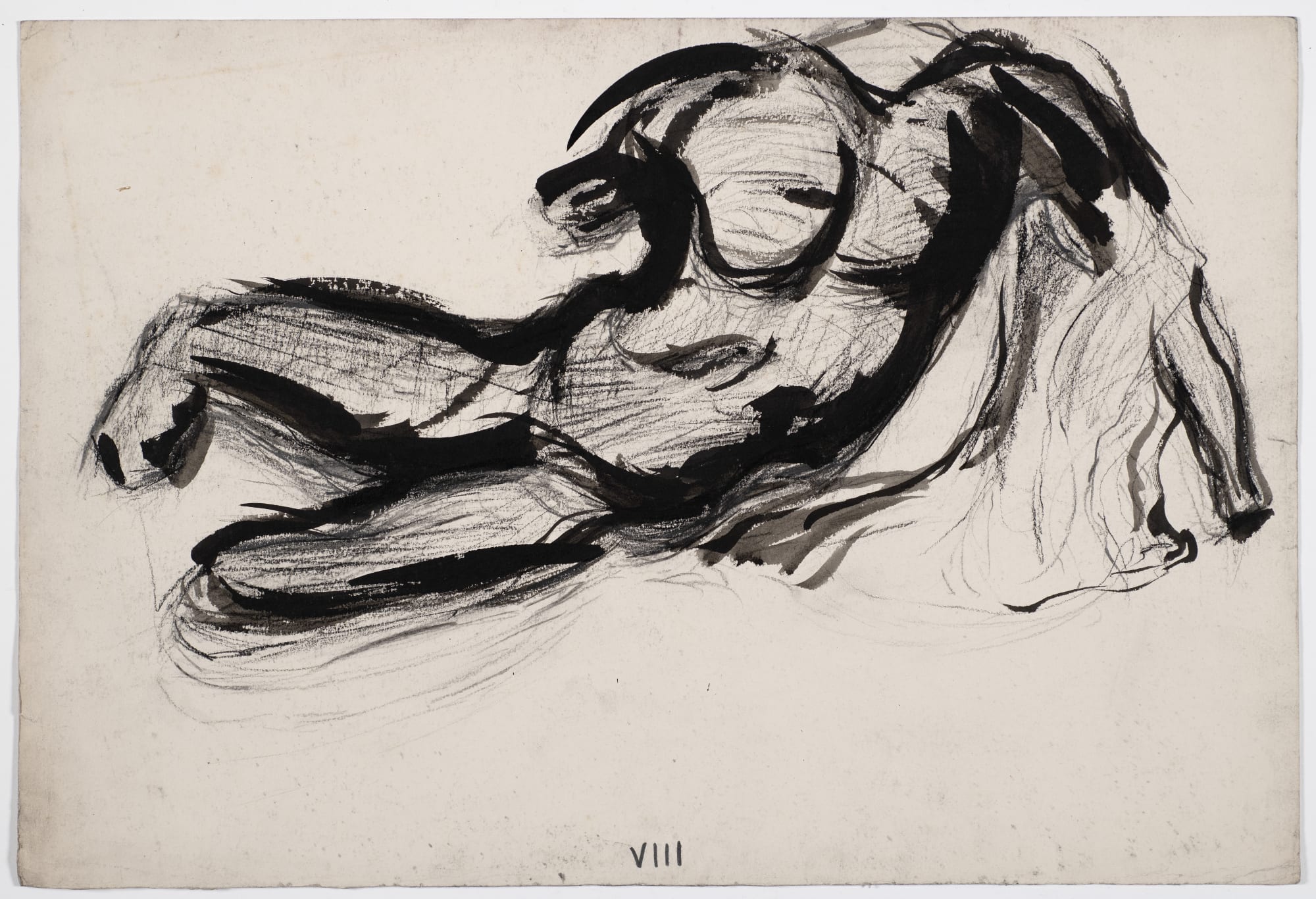 Untitled (Parthenon Figure Study, British Museum), c. 1950, ink on paper, 38 x 56cm. The Gustav Metzger Foundation