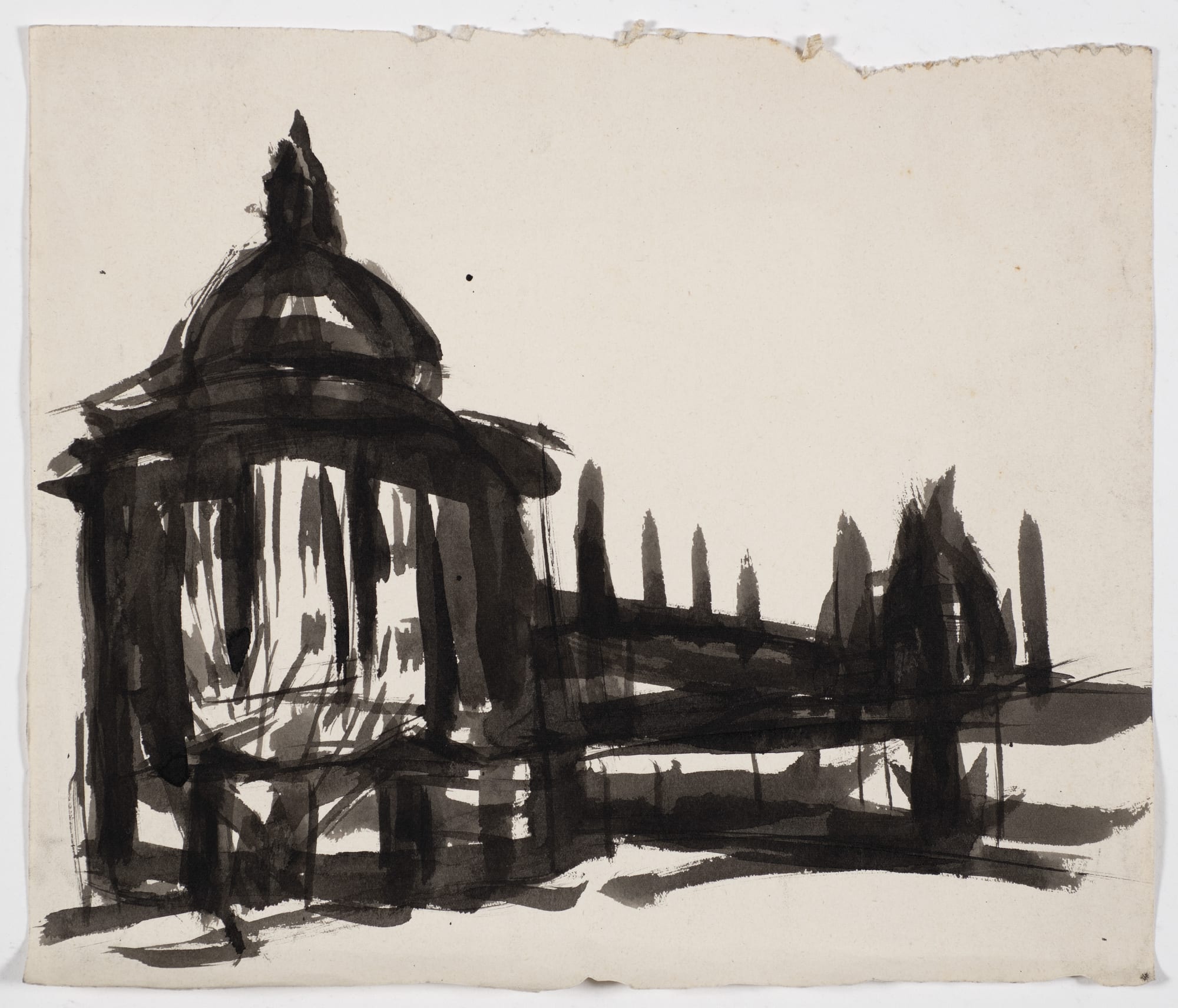 Radcliffe Camera, Oxford, 1950, ink on paper, 25.2 x 29.5cm. The Gustav Metzger Foundation