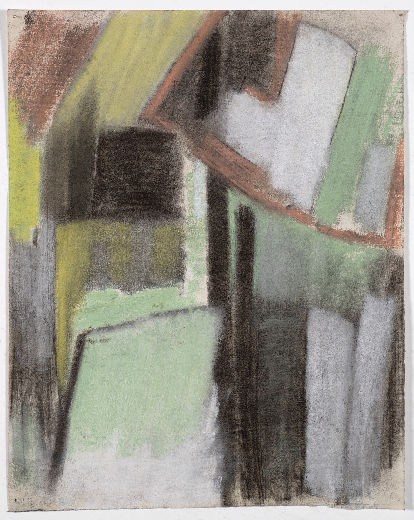 Drawing, c.1953, coloured chalk on paper, 35 x 28cm. The Gustav Metzger Foundation