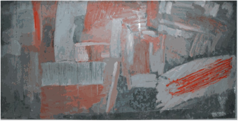 Painting on Galvanised Steel, 1958, oil on steel,110 x 210 cm. Private Collection