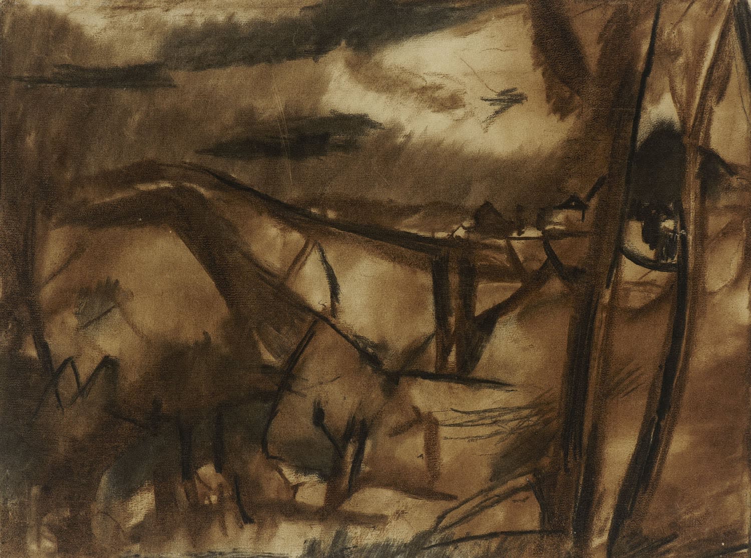 David Bomberg (1890-1957) Ronda, Spain c.1954-56 Charcoal on paper 45.5 x 61 cm Ben Uri Collection &copy; David Bomberg estate MLA Acceptance in lieu accepted by HM Government in lieu of Inheritance tax and allocated to the Ben Uri Gallery, 2010