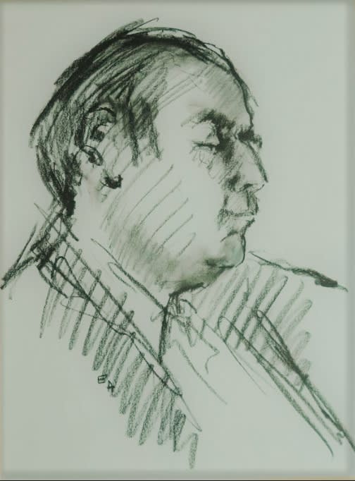 Eva Albrook (1925-2020) Portrait of Sigmund Nissel n.d. Pencil on paper 63.2 x 52.6 cm Ben Uri Collection © The Estate of Eva Aldbrook