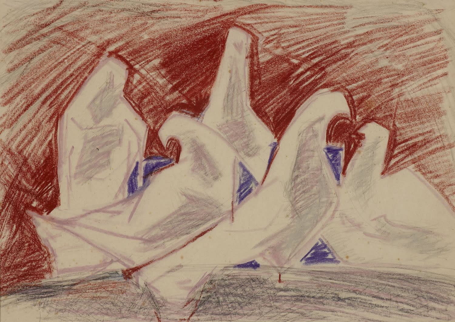 Pamina Liebert-Mahrenholz (1904-2004) Doves n.d. Pencil and pastel on paper 28 x 39.5 cm Ben Uri Collection © Pamina Liebert-Mahrenholz estate