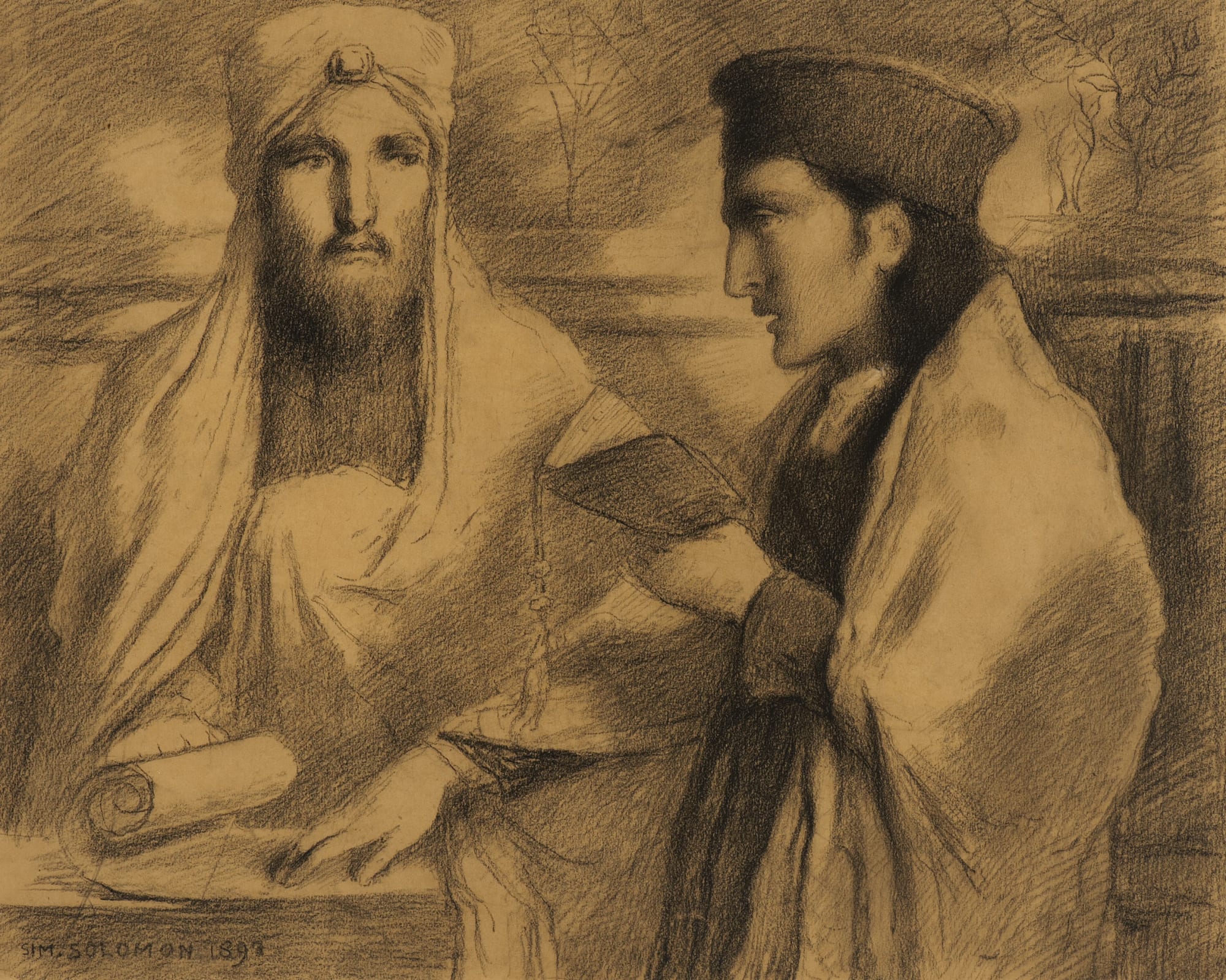 RENEWAL OF VOWS ON THE SCROLL OF THE LAW by SIMEON SOLOMON (1840-1905) Read here