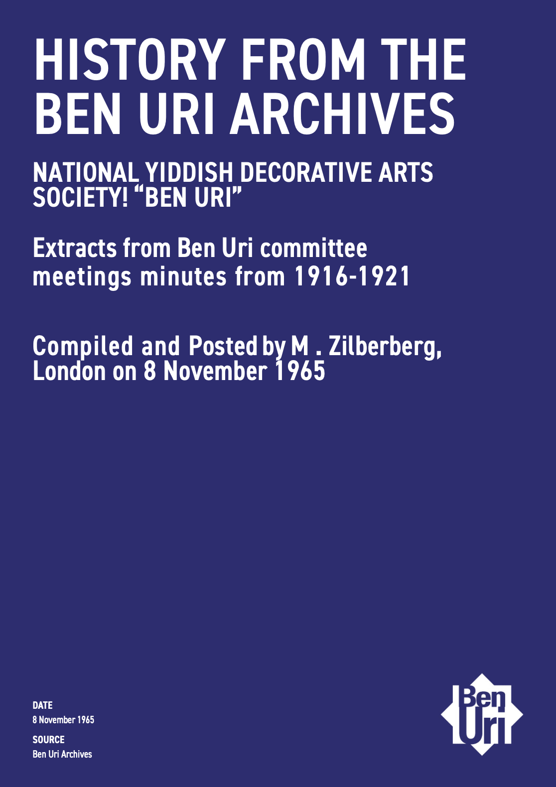 NATIONAL YIDDISH DECORATIVE ARTS SOCIETY! “BEN URI” Read it here