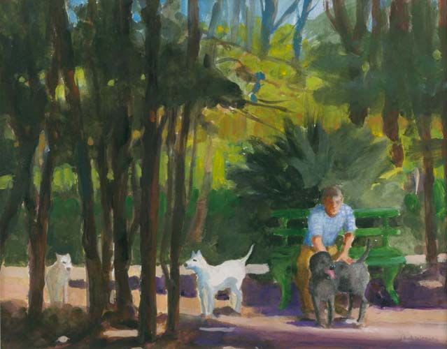 Paul Wonner In the Park II, 2002 Acrylic on paper 13 3/4 x 17 3/8 inches 34.93 x 44.13 cm
