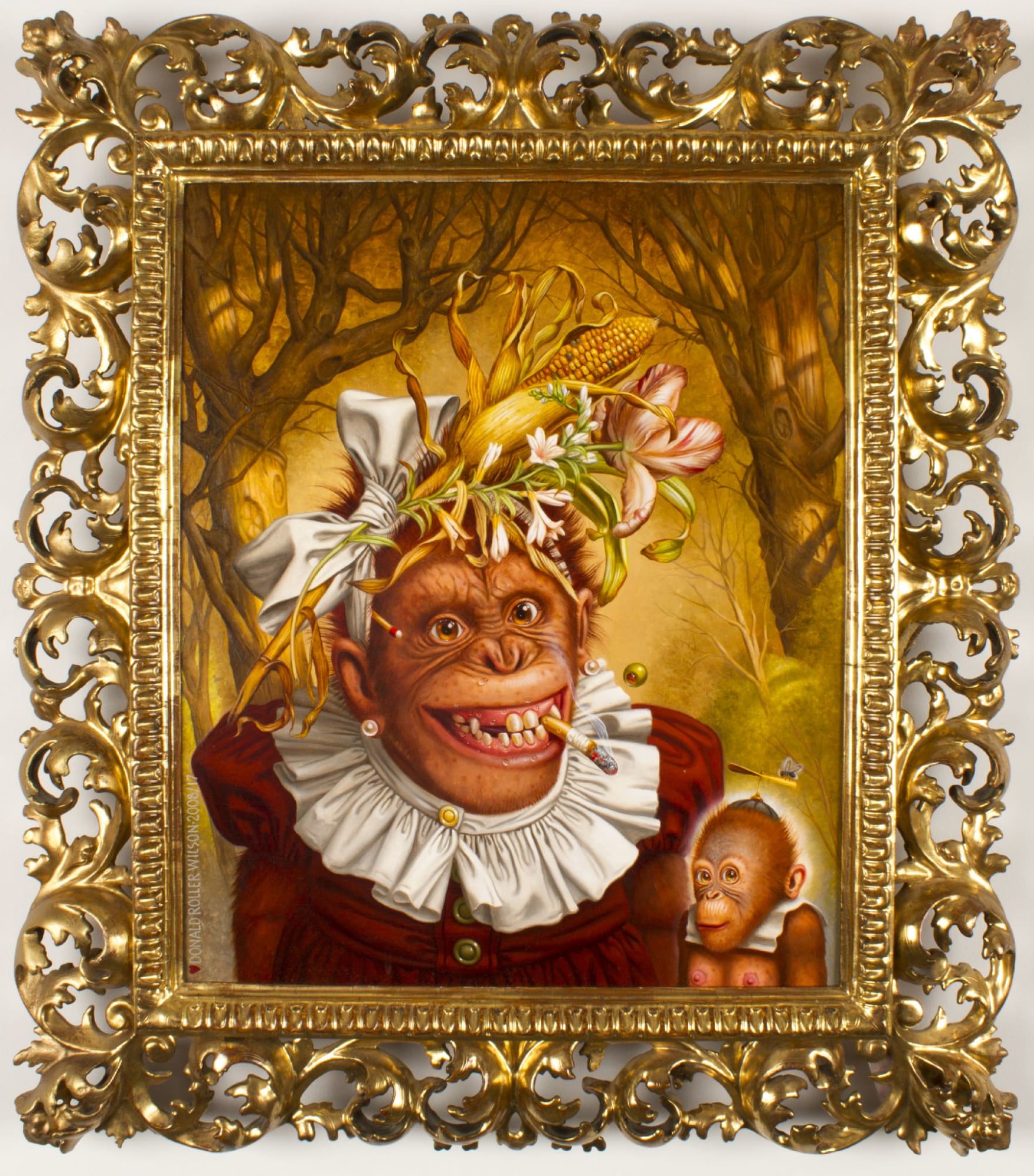 Donald Roller Wilson The Seldom Seen Joanne: Naughty Betty and Mort, 2008 Oil on canvas in artist's frame 18 1/2 x 15 1/2 inches Framed: 24 1/2 x 21 1/2 x 2 5/8 inches