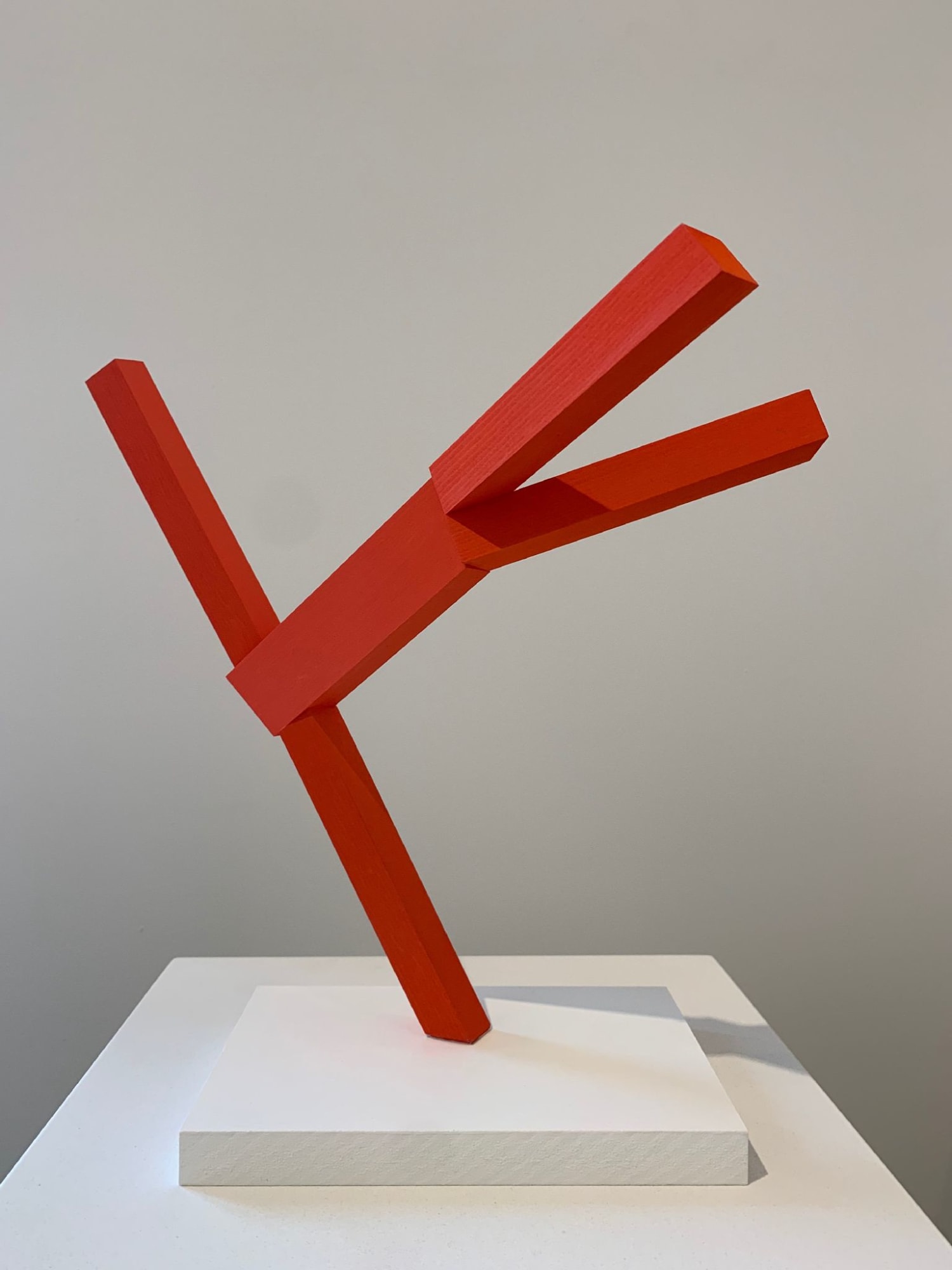 Joel Shapiro b. 1941 untitled, 2020 signed and dated on the underside Wood and oil paint 11 1/8 x 11 3/8 x 4 3/4 in. 28.3 x 28.9 x 12.1 cm (JS20-2574)