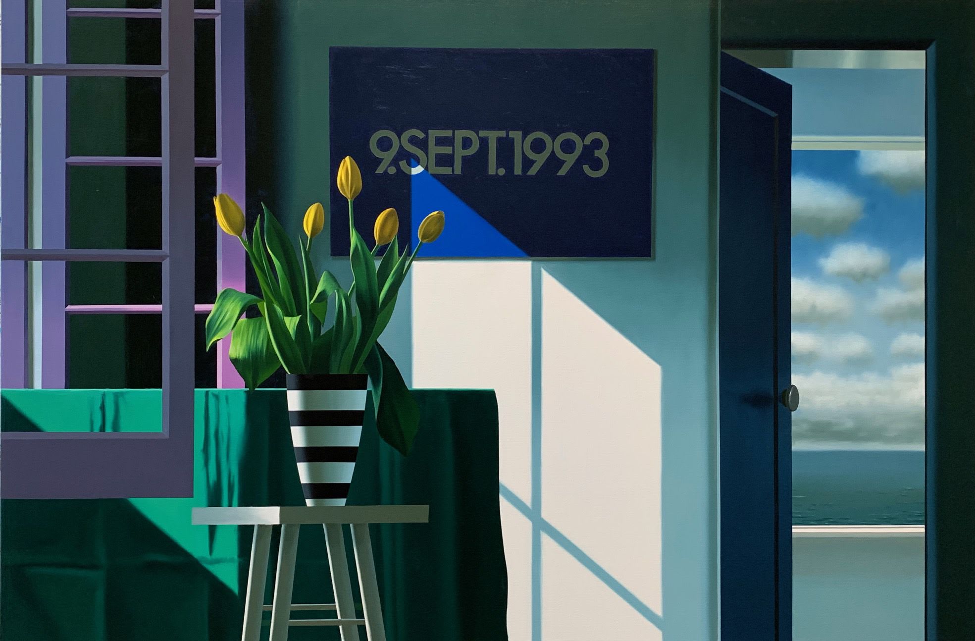 Bruce Cohen, b. 1953 Interior with Yellow Tulips and Mondrian, 2020 Oil on canvas 36 x 54 inches 91.4 x 137.2 cm