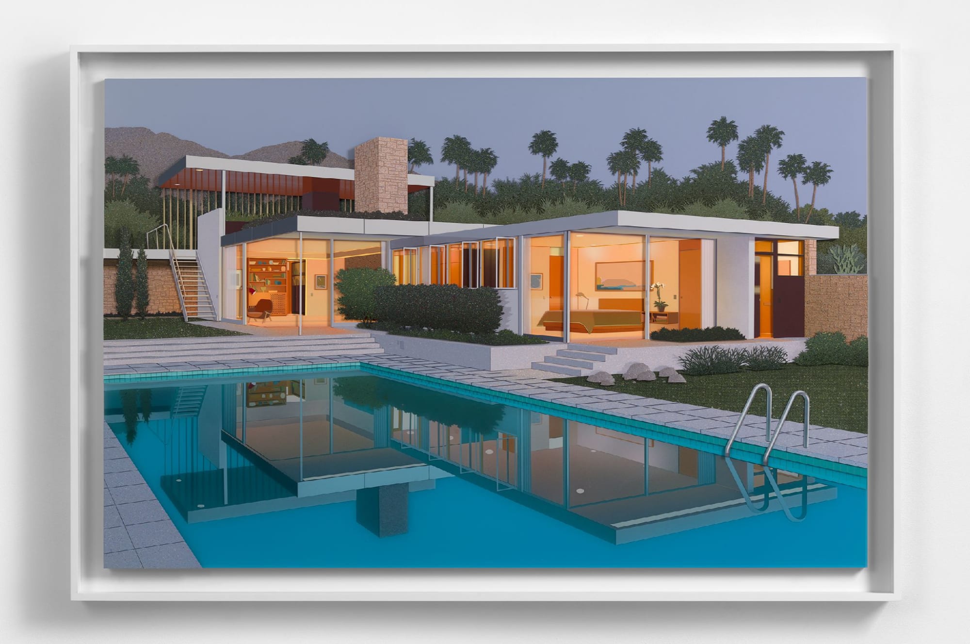 Lucy Williams Desert House, 2021 Paper, Plexiglas, engineered wood, piano wire, watercolor paper, corrugated plastic, upholstery fabric and acrylic paint on birch ply panel 32 3/4 x 51 1/8 inches 83.5 x 130.0 cm