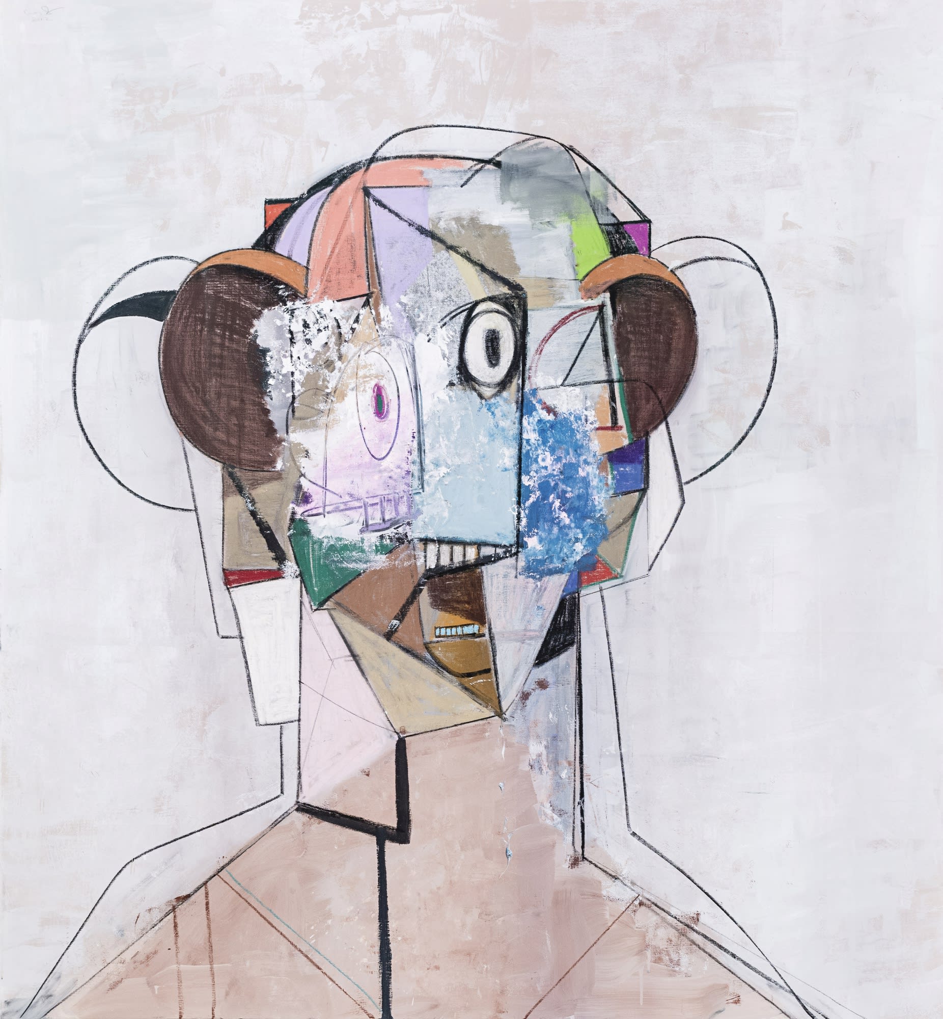 George Condo The Pilot, 2012 Acrylic, charcoal and pastel on linen 70 x 65 inches