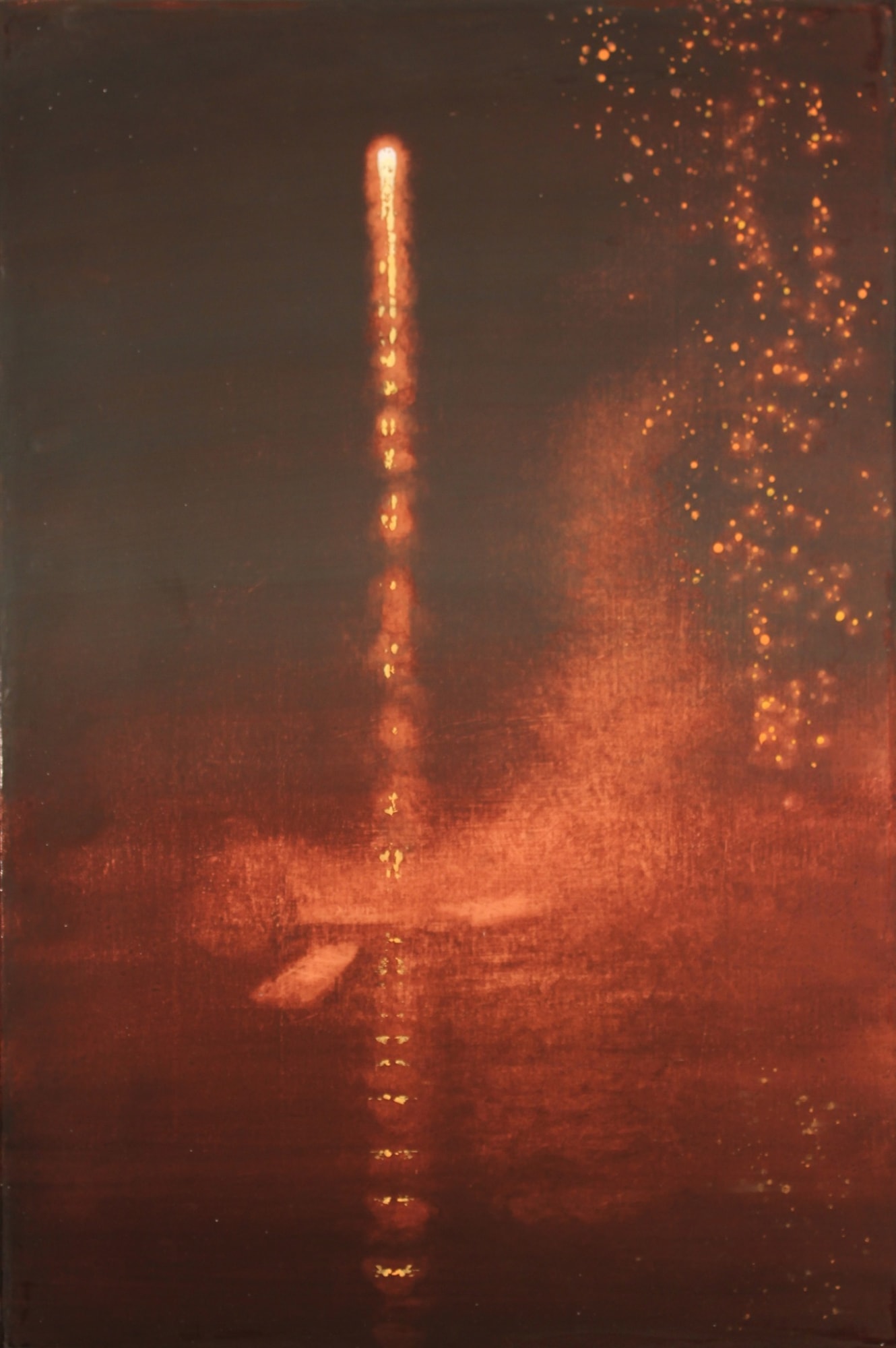 Stephen Hannock Incendiary Nocturne (Mass MoCA #220-5), 2015 Polished oil on canvas 21 x 14 inches