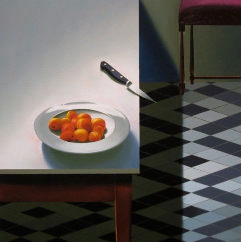 Bruce Cohen Still Life with Bowl of Apricots and Knife, 2014 Oil on canvas 26 x 26 inches