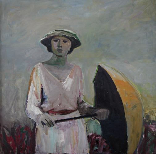 Elmer Bischoff Woman with Orange Umbrella, 1958 Oil on canvas 56 3/4 x 56 3/4 inches