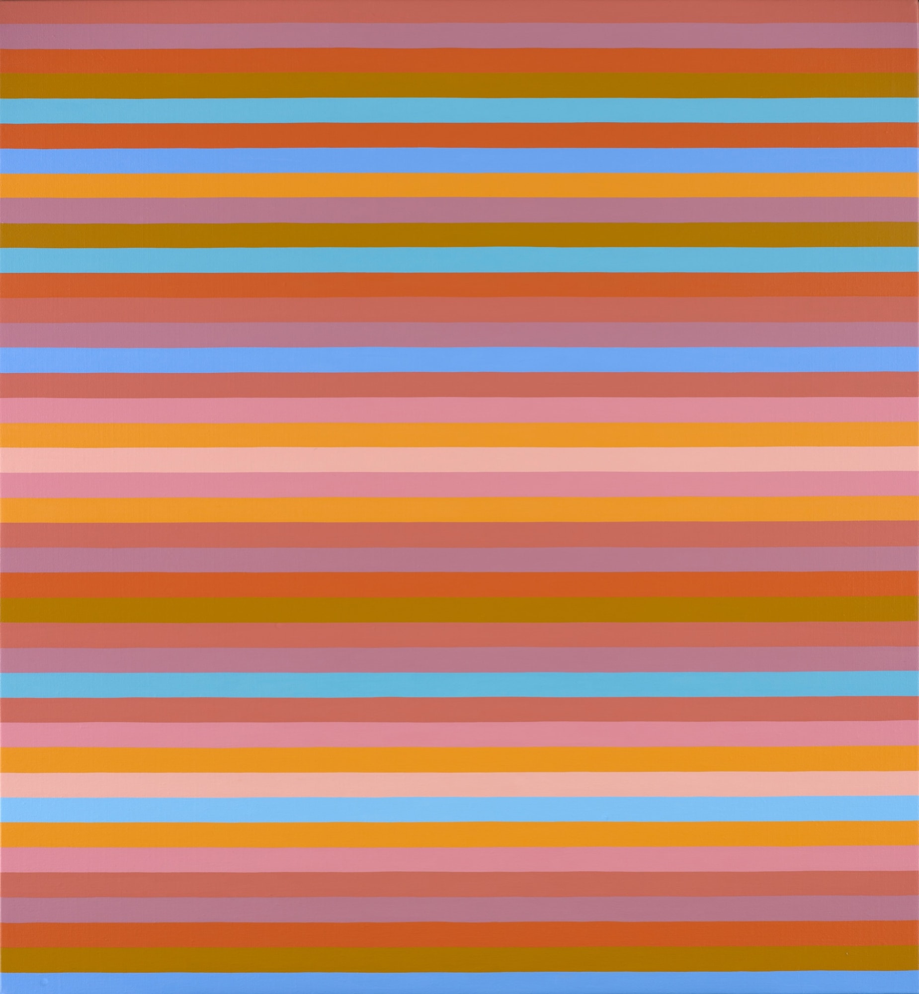 Bridget Riley, b. 1931 Green Painting, 2014 Oil on linen 39 3/4 x 36 11/16 inches 101.0 x 93.2 cm