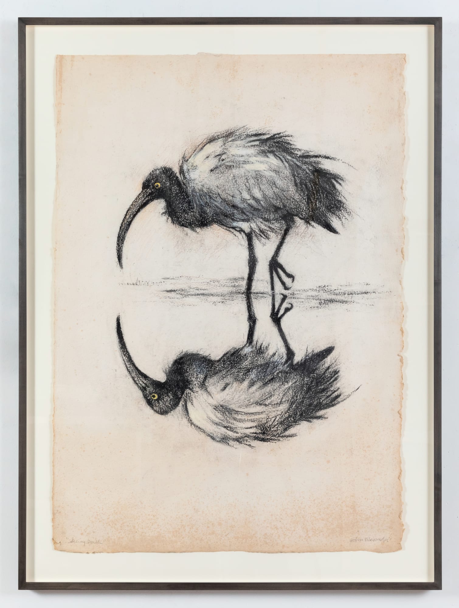 John Alexander Seeing Double, 2023 Charcoal and pastel on paper 41 x 28 3/4 inches